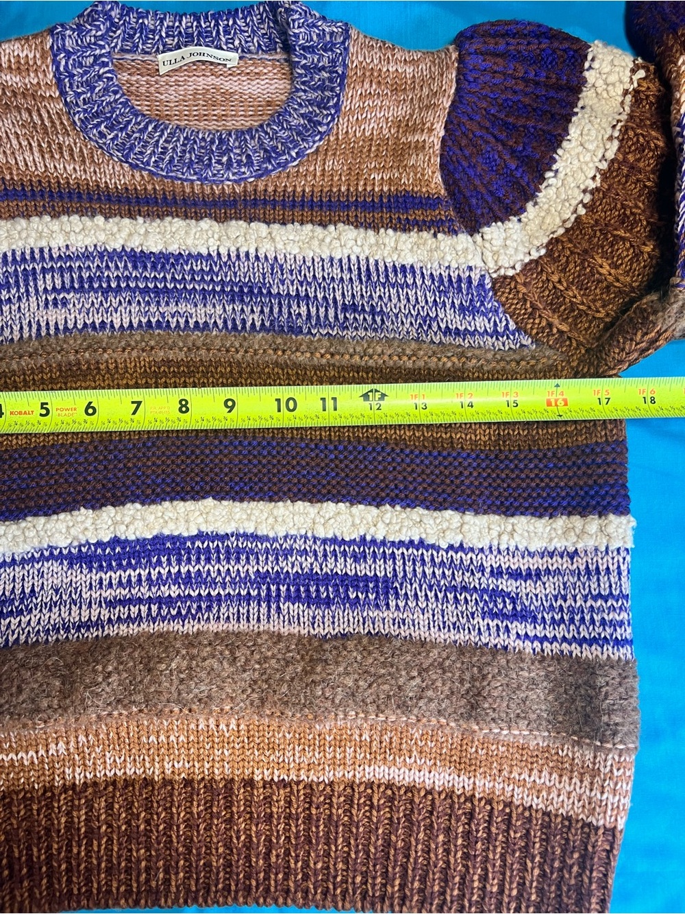 Ulla Johnson Samara Wool Alpaca Patchwork Stripe Balloon Sweater S Ghosts TV - Picture 7 of 16